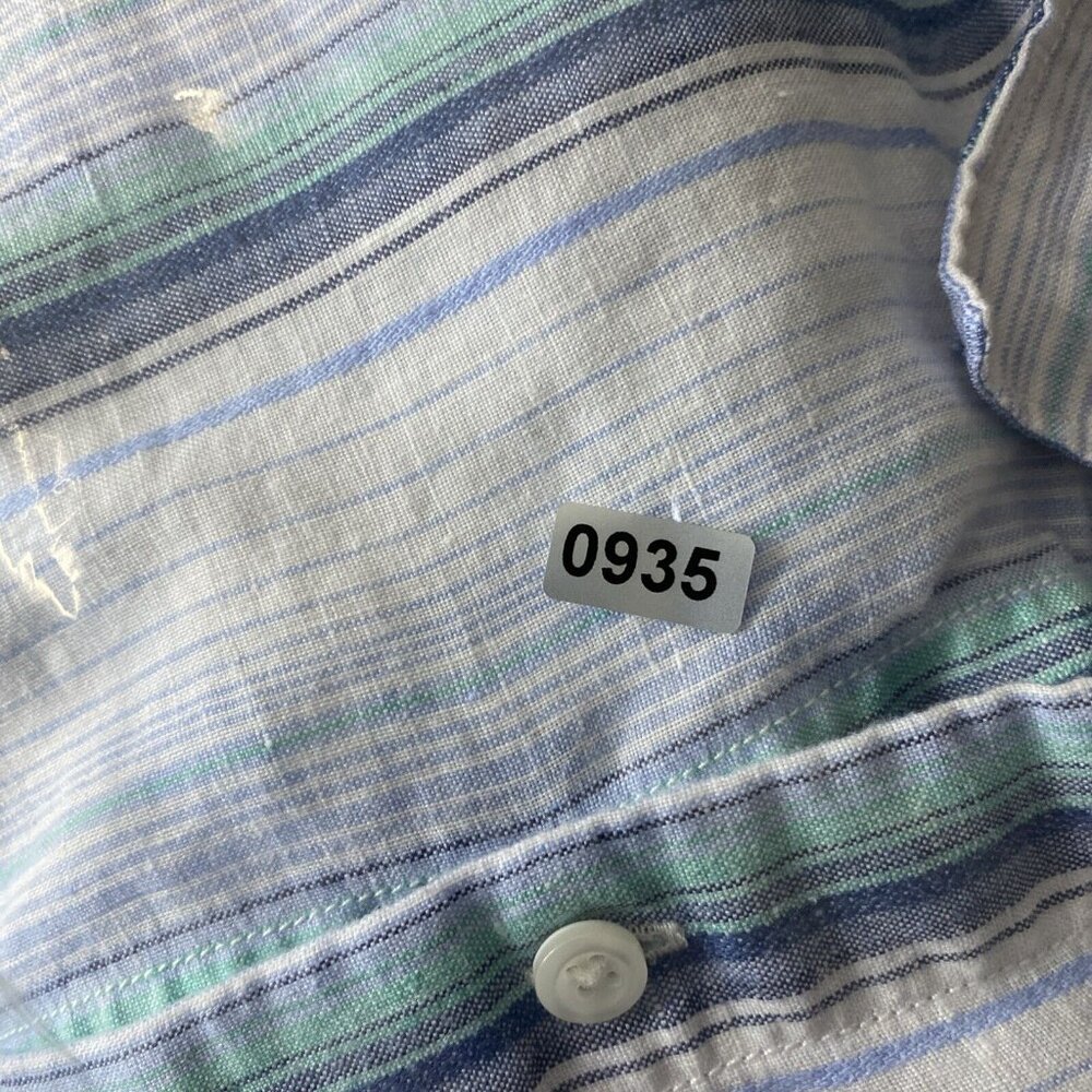 Tommy Bahama Shirt Mens XXL Light Blue Striped‎ Button Up Linen Blend Sorona 2XL - Picture 14 of 14